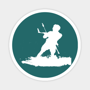 Kitesurfing Enthusiast Riding A Wave White Silhouette Magnet